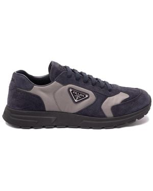 Prada Suede And Re-Nylon Trainers - Blue