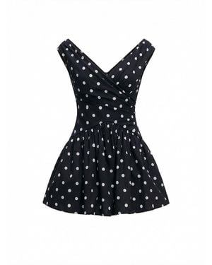 Self-Portrait Polka Dot Mini Dress - Black
