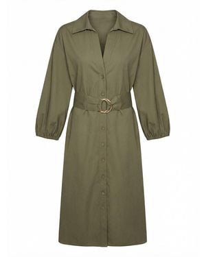 Twinset Midi Chemisier Dress With Belt - Green