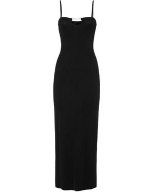 Philipp Plein Rib Straight Across Midi Dress - Black