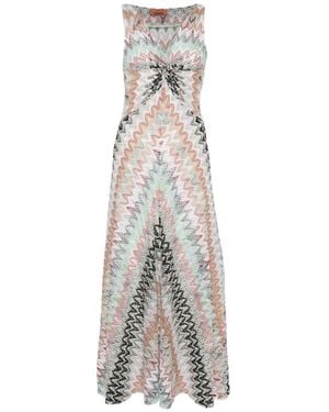 Missoni Zigzag Sleeveless Maxi Dress - White