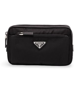 Prada Re-Nylon And Saffiano Leather Belt Bag - Black