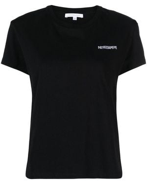 Patrizia Pepe Logo-Print Organic Cotton T-Shirt - Black