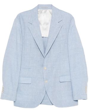 Brunello Cucinelli Single-Breasted Blazer Jacket - Blue
