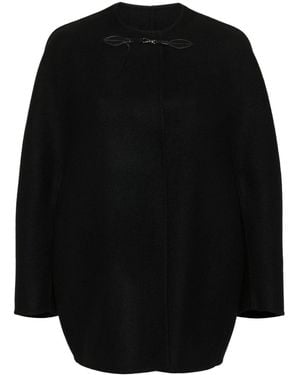 Ermanno Scervino Press-Stud Virgin Wool Cape - Black