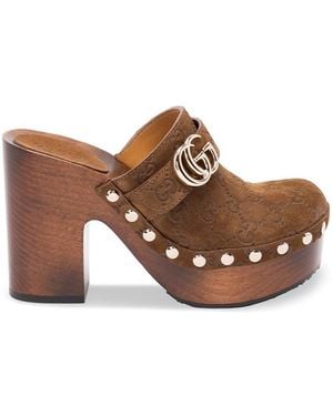 Gucci 'Marmont' Clogs - Brown