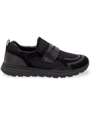 Prada Mesh And Leather Trainers - Black