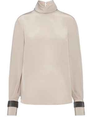 Brunello Cucinelli Turtle Neck Blouse - White