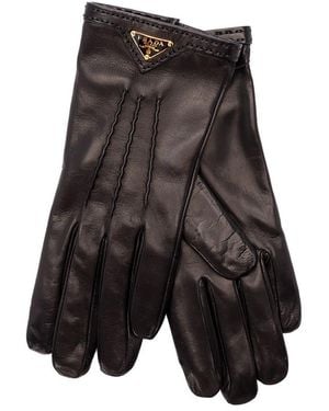 Prada Leather Gloves - Grey