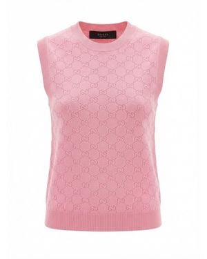 Gucci 'Gg Allover' Crew-Neck Top - Pink