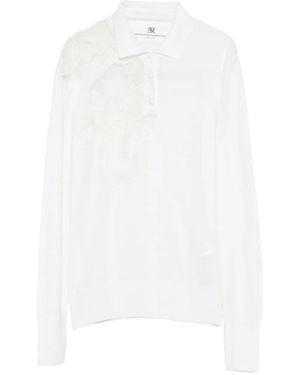 Ermanno Scervino Lace-Embellishment Polo Top - White