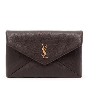 Saint Laurent Cassandre Large Envelope Pouch - Brown