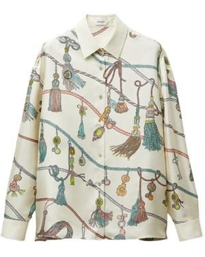Versace Printed Silk Twill Shirt - White