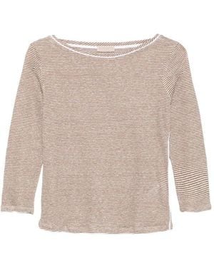 Purotatto Boat-Neck 3/4 Sleeves Blouse - Natural