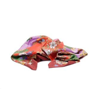 Gucci Allover Floral Print Silk Carré - Red
