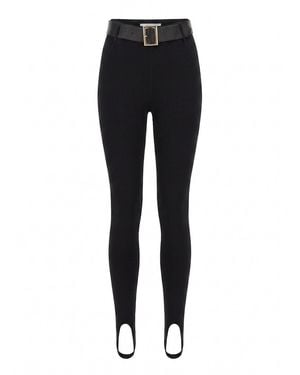 Self-Portrait Knit Stirrup Leggings - Black