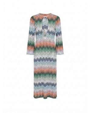 Missoni Zigzag-Knit Cut-Out Maxi Dress - Blue