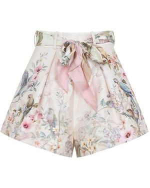 Zimmermann Rebellion Silk And Cotton Shorts - White