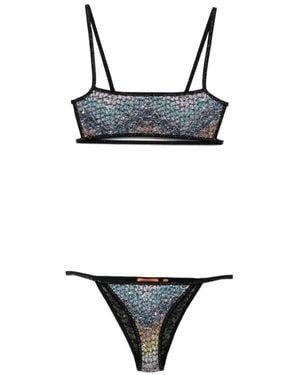 Missoni Sequin-Embellished Zigzag-Knit Bikini - White