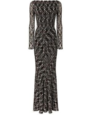 Missoni Intricately Knit Openwork Lurex Long Dress - Black