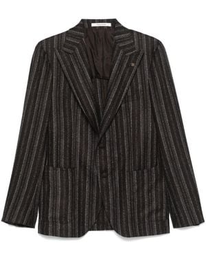 Tagliatore Pinstripe Tailored Blazer With Notched Lapels - Black