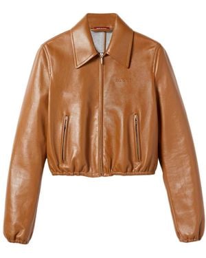 Gucci Leather Bomber Jacket - Brown