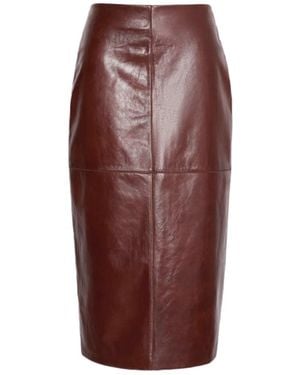 Sportmax 'Lappole' Leather Skirt - Brown