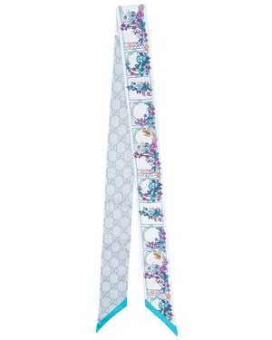 Gucci Printed Gg Silk Twill Jaquard Ribbon - Blue