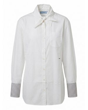 Prada Shirt With Striped Cuff Detail - White