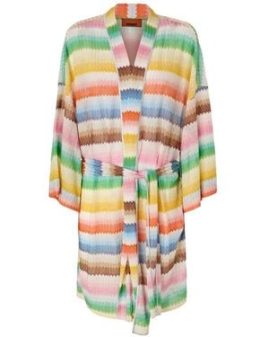 Missoni Chevron Belted Beach Dress - White