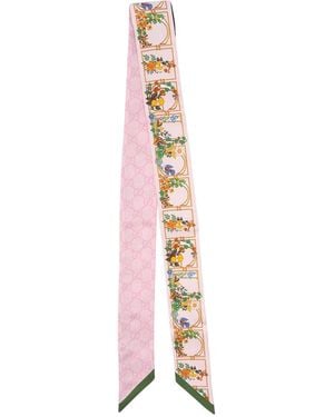 Gucci Printed Gg Silk Twill Jaquard Ribbon - Pink