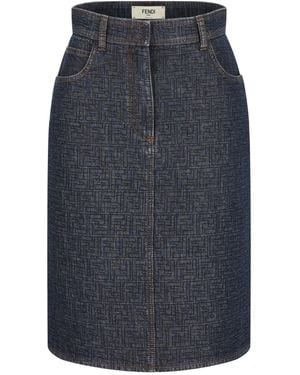 Fendi Denim Cotton Skirt - Blue