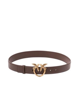 Pinko 'Love Birds' Leather Belt - Brown