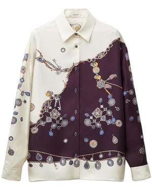 Versace Silk Twill Print Shirt - White