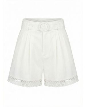Twinset Shorts With Macrame And Belt - White
