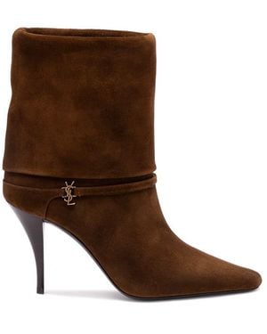 Saint Laurent 'Vicky' Ankle Boots - Brown