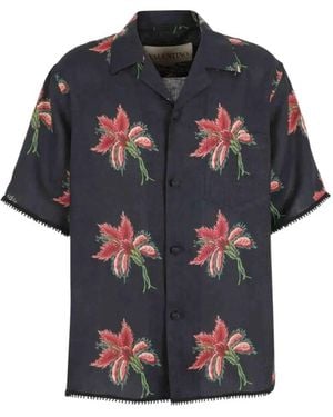 Valentino Garavani 'Papier Floral' Short Sleeve Shirt - Black