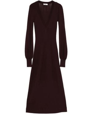 Elisabetta Franchi V-Neck Balloon-Sleeve Dress - Purple