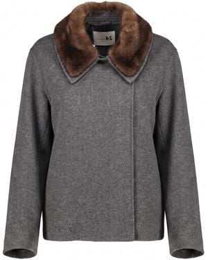 Manzoni 24 Cashmere Jacket With Mink Details - Grey