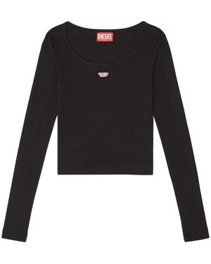 DIESEL 'T-Ballet-D' Long-Sleeve Top With Embroidered 'D' Patch - Black