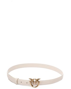 Pinko 'Love Birds' Thin Leather Belt - White