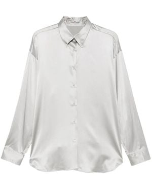 Ermanno Scervino Lustrous Silk Button-Up Shirt - White