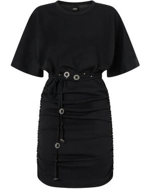 Pinko Ruched Drawstring Short Dress - Black