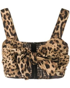 Dolce & Gabbana Leopard Print Bustier Top - Brown