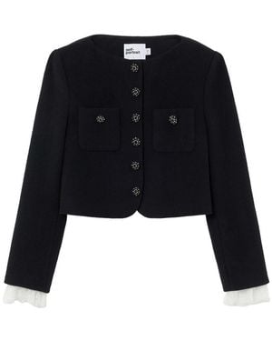 Self-Portrait Button Down Jacket - Black