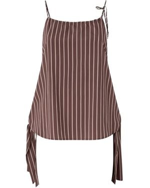 Pinko Striped-Pattern Sleeveless Blouse - Brown