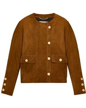 Saint Laurent Short Lamb Suede Jacket - Brown