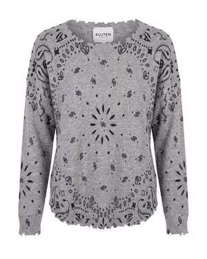 Kujten 'Mela Bandana' Round Neck Sweater - Gray