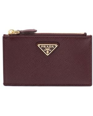 Prada Saffiano Leather Card Holder - Purple