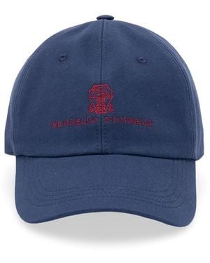 Brunello Cucinelli Baseball Cap With Embroidery - Blue
